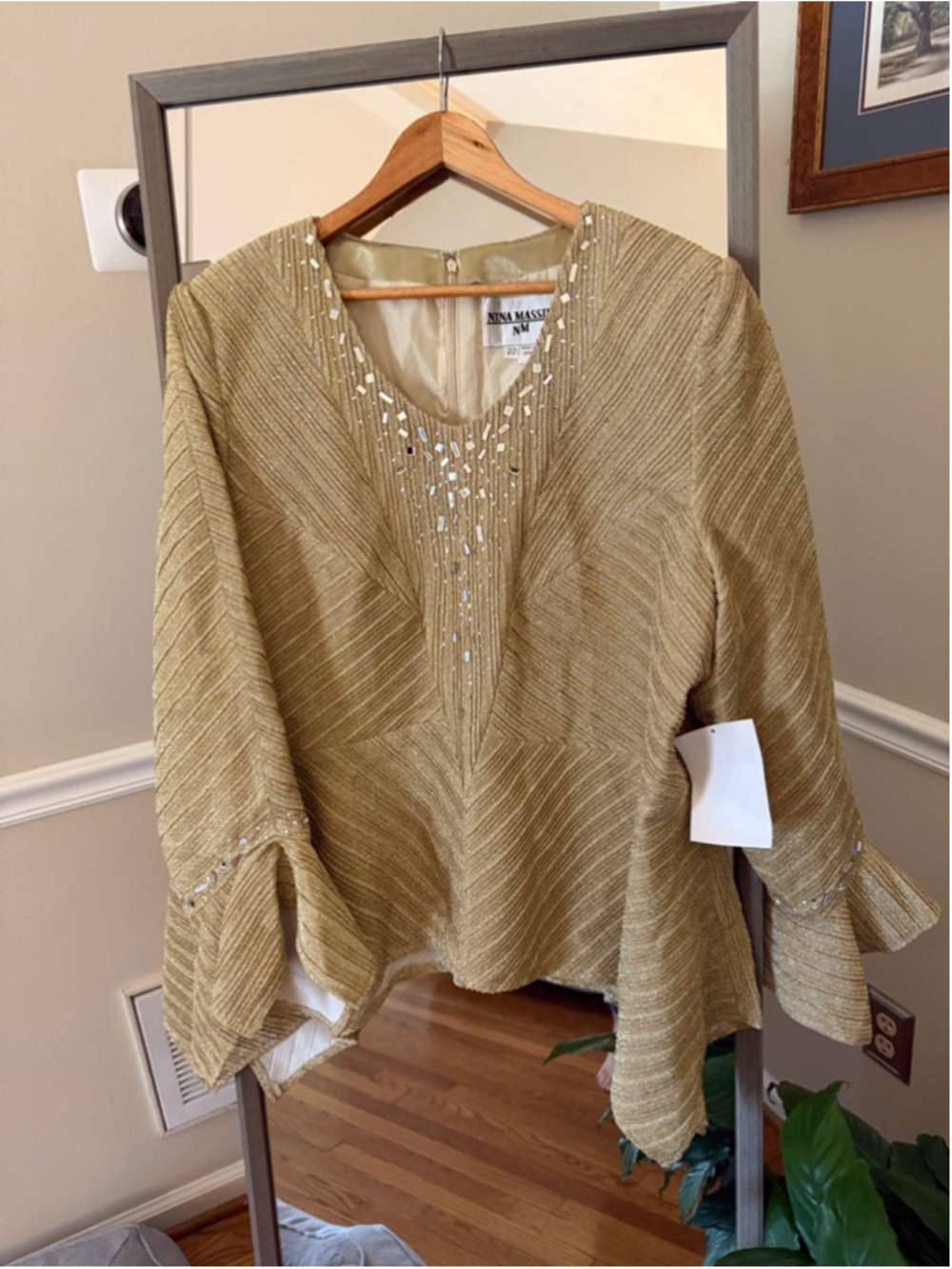 Women's NINA MASSINI Gold Skirt Set with Embellishments Plus Size 22